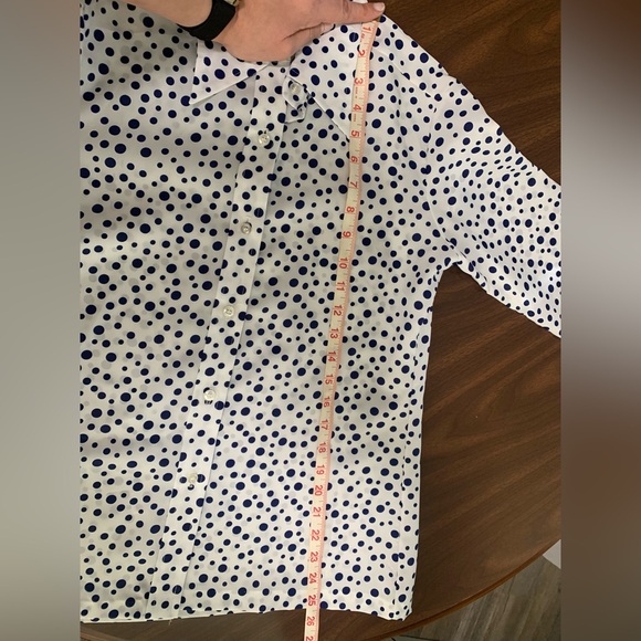 Lady Manhattan White Button Down with Blue Polka Dots - SZ 12 - Picture 4 of 5